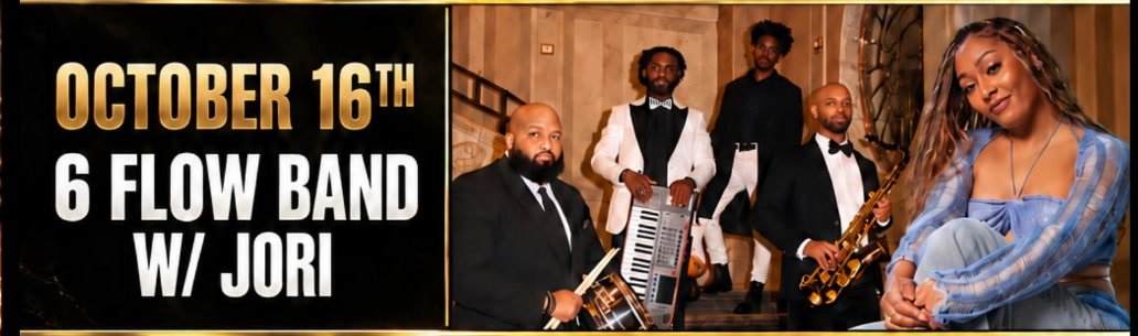 October lineup flyer panel: October 16th, 6 Flow Band with Jori.